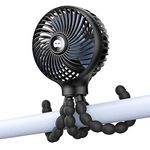 SmartDevil Pram Fan,3 Speed Portable Stroller Fan Clip on for Baby, Hand Held Fans Battery Operated with Flexible Tripod,Personal Mini USB Desk Fan for Car Seat,Bike,Camping,Treadmill (Black)