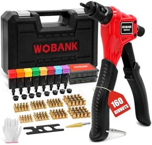 WOBANK Rivet Nut Tool Kit, 8" One Handed Rivnut Tool with 160pcs Nuts for Tight Spaces, 8 Metric & SAE Mandrels (M3, M4, M5, M6, 6-32, 8-32, 10-24, 1/4-20), Step Drill, Wrench, Gloves & Carrying Case