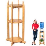 Natural Solid Wood Water Dispenser Floor Stand (32.8" Hight-11.2" Wide) Drink Dispenser Floor Stand with 3 Round Shelfs Included for 1-5 Gallon Water Bottles/Crocks, Water Jug (Natural Wood Color)