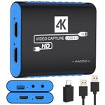 Capture Card for OBS Twitch Game Live Streaming and Recording with 4K Pass-Through,USB3.0 1080P 60FPS HDMI Capture Cam Link for Switch,PS4/5,Xbox,DSLR,Compatible with Windows/Mac