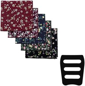 Mantieqingway Cotton Floral Handkerchiefs for Men 5 PCS Pocket Squares with 1 Holder, for Wedding Party Tuxedo Suit Jacket (Style 9)