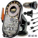 iMODZ C13 Wireless Car Charger Mount, 45W Car Charger Adapter, Transparent Design, 15W Qi Fast Charging, Air Vent Mount, Dashboard/Windshield Suction Cup Mount (Black)