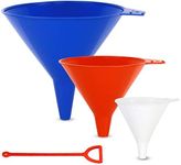 KarZone Plastic Funnel for Automotive Use - Kitchen Funnels for Filling Bottles, Jars, Containers or Lab Use - Oil Funnel for Gas, Car Oil, Lubricants and Fluids (Colorful-3 Pack)