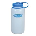 Nalgene HDPE Wide Mouth Loop Top Bottle, White, 32-Ounce , Blue
