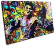 Bold Bloc Design - Muhammad Ali Pop Iconic Celebrities 135x90cm SINGLE Canvas Art Print Box Framed Picture Wall Hanging - Hand Made In The UK - Framed And Ready To Hang