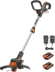 WORX Cordless Grass Trimmer 18V – 2 Batteries, 30cm Cutting Width, Black