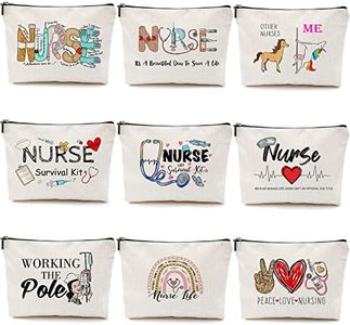 Pinkunn 9 Pieces Nurse Gift Survival Kit Cosmetic Bag Nursing Travel Toiletry Bag for Birthday Gift Funny Nurse Toiletry Makeup Bag for Thank You Women Accessories Work Graduation Christmas