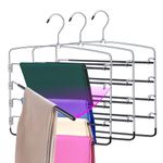 3 Pack Pants Hangers Space Saving Non Slip Multiple Pants Hanger for Women with Swing Arm Closet Storage Organizer for Pants Jeans Trouser Leggings Scarf Tie