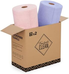 Fantasticlean Microfiber Cleaning Cloth Roll -150 Pack, Tear Away Microfiber Towels, 12" x 12", Reusable, Washable, Ultra Absorbent Dishcloth for All-Around Cleaning Supplies (Pink & Lavender)