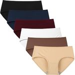 INNERSY Women's Mid Rise Tagless Plain Color Full Coverage Cotton Hipster Panties 6-Pack(Afterglow,Large)