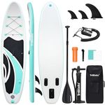 Triclicks 10ft Stand Up Paddle Boards Inflatable SUP Board Surfboard - Beginner's Kit. Adjustable Paddle, Air Pump With Pressure Guage, Fin, Repair Kit, Premium Leash & Rucksack (Style 11)