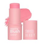 Swiss Beauty Cheek It Up Blush for Cheeks|Lumi-Matte Finish | Lightweight | Easily Blendable | With Jojoba Oil | Shade- High on Pink, 8g