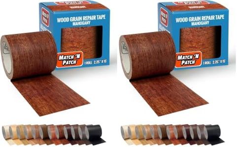 MATCH 'N PATCH Wood Grain Repair Tape - Mahogany, 2.25 in x 15 ft (2-Pack) – Wood Grain Colored Duct Tape for Mirror Frame, Trim, Borders, Floor and Other Furniture, Scratch Repair Kit