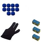 Laxmi Ganesh Billiard Snooker & Pool Combo, 1 Piece Glove, 6 Pieces Chalk and 10 Pieces Leather Cue Tip (9mm)