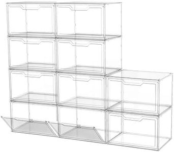 KOKOIN Magnetic Acrylic Clear Shoe Boxes – 360° Clear Plastic Stackable Sneaker Storage Box Shoe Display Box Professional Grade Shoe Display Case, Shoe Organizer for Closet (10PC)