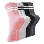 PROBEROS® 4 Pairs Yoga Socks for Women, Anti-slip Over-the-Ankle Socks Fitness Sock, Breathable & Moisture Wicking, Cotton Sport Socks for Yoga, Workout, Running, and Daily Comfort Wear
