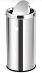 LITTERBIN Stainless Steel Swing Dust Bin with Lid | Garbage Bin, Round Shape Trash Can for Home, Kitchen, Washroom, Offices And Bathroom - Silver (12X 28 in. -70 Liter)