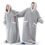 EAHOME Extra Long Hoodie Blanket Sweatshirt One Piece 3XL for Women Men, Super Warm and Cozy Big Blanket Hoodie, Wearable Blanket with Sleeves and Giant Pocket Light Grey