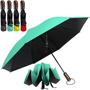 HAILSTORM Folding Reverse Umbrella with UV and UPF50+ Protection - Inverted Windproof Umbrellas with Lightweight Fiberglass Frame - Teal