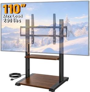 Perlegear Floor TV Stand with Power Strip for 50–110 inch TVs up to 250 lbs, Universal Standing TV Mount, Height Adjustable Tall TV Mount with Wood Base & Adjustable Feet, Max VESA 800x600mm, PGFS20B