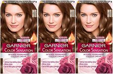 Garnier Color Sensation 6.0 Precious Permanent Hair Dye, Light Brown, Pack of 3