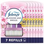 Febreze 3Volution Plug In Air Freshener Refill, 20ML X 7, Odour Eliminator & Bathroom Air Freshener, Blossom & Breeze