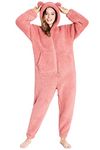 CityComfort Borg Onesie for Ladies (Dusky Pink, S)