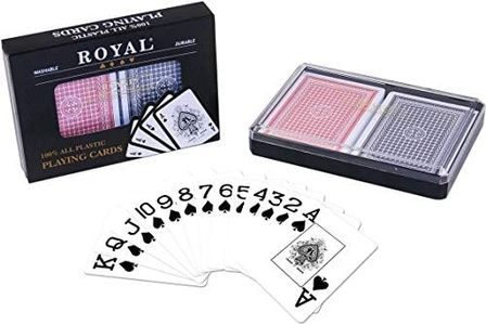 2-Decks Royal Poker Size 100% Plastic Playing Cards Set in Plastic Case, Waterproof (Large (Jumbo) Index)