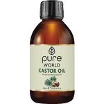 Pure World Natural Castor Oil 250ML Cold & Freshly Pressed 100% Pure and Undiluted Hexane Free Nourish Your Skin and Hair Eyebrows, Nails, Beard, Hair, Eyelash Growth Food Grade