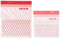 Ikea Istad red plastic bag, clear, polyethylene, 7.5 x 3.15 x 2 in, 60 units