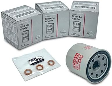 SET 3 PCS NEW Genuine OEM 15208-65F0E Engine Oil Filter + 4STEED MOTORS 11026-JA00A 11026-01m02 Drain Plug Gasket Compatible with Nissan Infiniti - Rogue Frontier Pathfinder Quest Murano Titan Sentra
