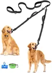 PetBonus Double Dog Lead, No Tangle Training Leash for Dogs, Adjustable Reflective Strong Dog Leads for Medium Large Dogs, 4 Comfortable Padded Handles for Walking 2 dogs (Black)