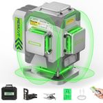 Huepar Pro 3D Cross Line Green Laser Level With Self-Leveling, 8000mAh Li-ion Battery, Remote Control & Hard Carry Case ZK03DG-S