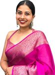 C J Enterprise Women's Pure Soft Kanjivaram Silk Saree for Wedding Kanchipuram Pattu Sarees Banarasi Cotton Latest Sari With Blouse Piece Design Wear ladies new sadi Party 2024 (Yatri) (Rani Pink)