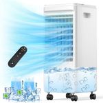 Portable Air Conditioners, 3-IN-1 Evaporative Air Cooler, Swamp Coolers w/ 3 Ice Pack, 1.85 Gal Water Tank, 4 Modes, 80° Oscillation, 7H Timer, Portable Ac for Bedroom, Room, Indoor