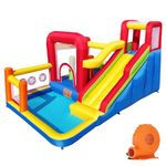 Hongcoral Bouncy Castle, Inflatable Bounce House with Blower for Kids, Blow Up Jumping Bouncer with Slide, Climbing Wall, Obstacles, Trampoline, Ball Pit Pool for Indoor Outdoor