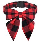 Malier Dog Collar with Long Bow Tie (Red & Black, Small)