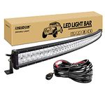 RIGIDON Curved 50 inch 288W Car Led Light Bar, With 12V Wiring Harness Cable Kit for Car Off road Truck SUV UTE ATV 4x4 Vehicle, Flood Spot Combo Beam, Waterproof Driving Work Lamp Fog Lights, 6000K