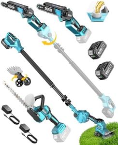 SEESII 6-in-1 Cordless Pole Saw & Hedge Trimmer Combo, 2×4000mAh Batteries