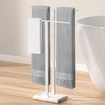 KES Towel-Rack Stand for Bathroom with Marble Base, 2-Tier Bath Towel-Holder Freestanding Towel Bar, Rustproof SUS304 Stainless Steel Polished Finish, BTH217