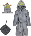 Rising Star Kids Robes for Boys Robe Soft Plush Hooded Fleece Bathrobe - Gift Robes for Big Boys Ages 6-8 (Robot)