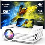 Eokeiy Native 1080P Bluetooth Projector with WiFi, 15000L Portable Outdoor Movie Projector【Mini Projector with 100'' Screen】 4K Supported Compatible with TV Stick/HDMI,USB,AV