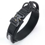 EXCELLENT ELITE SPANKER Tactical Dog Collar Nylon Adjustable K9 Collar Military Dog Collar Heavy Duty Metal Buckle with Handle(Black-M)