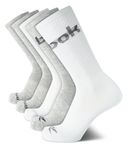 Reebok Men's Crew Socks - 5 Pack Comfort Cushion Performance Crew Socks for Men - Classic Men's Sports Socks (Size: 6-12.5), White/Grey, 4.5-12.5 UK