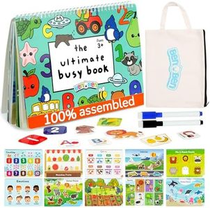 BenBen Busy Book for Toddlers, 30 Pages, Pre-Assembled, Preschool Learning Activities, Montessori Toys for Ages 3 and Up, Autism Sensory Toys, Kids Educational Activity Book, Birthday Gift