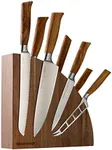 Messermeister Oliva Elite 8-Piece Magnet Block Set - Includes Chef’s, Bread, Carving, Fork, Cheese & Tomato, Utility & Paring Knife + Magnet Block