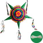 X-Large Mexican Piñata Star with Green Cones and 30 Ft Rope, Holds 3.5 Lbs of Birthday Party Pinata Filler, 32" Large Piñata para Cumpleaños, Adult Pinatas for Cinco de Mayo, Halloween Decorations