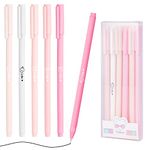 OFFCUP Rollerball Pens, 6pcs Liquid Ink Rollerball Pen, Ballpoint Pens Gel Pens Quick-Drying Ballpoint Pens Gel Ink Pens for Students Adults Stationery School Office Supplies (Pink)