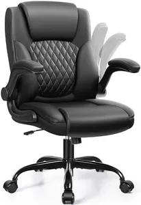 Leather Office Chair, PU Home Computer Desk Chairs with Ergonomic Back Support, 360°Swivel Free，Small Gmaing Chair with Wheels and Adjustable Armrests, for Short People Use, Black