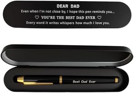 iyaone Fathers Day Gift, Dad Gifts from Daughter Son - Best Dad Ever Engraved Pen, Black Gel Ink Pen Set for Fathers Day, Christmas Birthday Gifts for Father